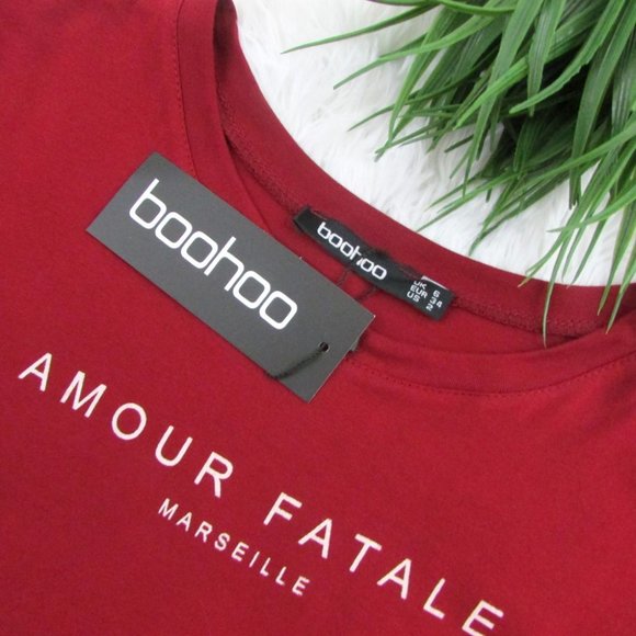 Boohoo Amour Fatale Graphic Tee Red - Picture 7 of 8